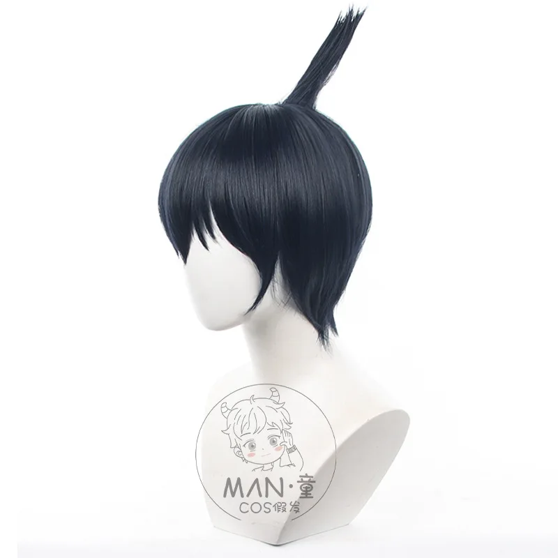 Kettensägenmann Aki Hayakawa Cosplay Perücke Schwarz Blau Integrierter Pferdeschwanz Kurzes Haar Halloween Geschenk