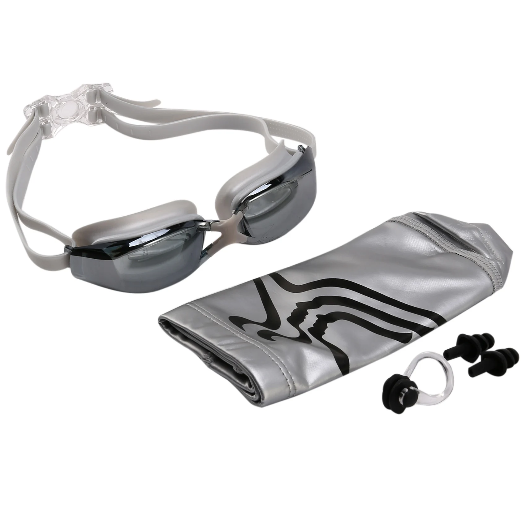 Swimming Cap 3 in 1 Goggles + Swimming Cap + Nose Clip Earplug Combination Kit Waterproof Unisex Swimming