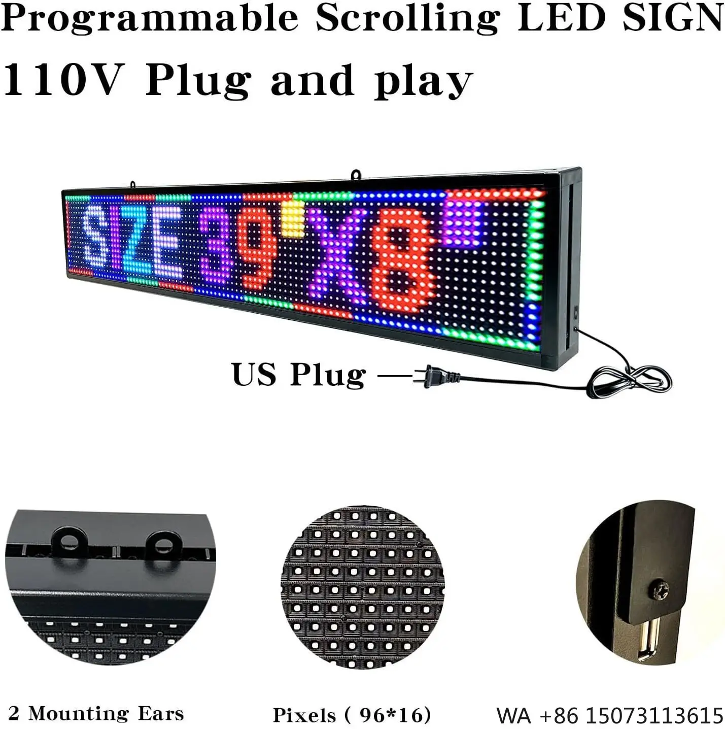 شاشة LED كاملة الألوان P10 داخلية/خارجية - شاشة نصية تمرير لمدخل البيع بالتجزئة (مدعمة SDK) #3