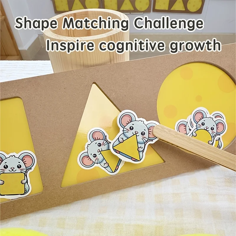 لعبة مطابقة الماوس والجبن لعبة مونتيسوري التعليمية المبكرة للتعرف على الأشكال والتدريب الحركي الدقيق كهدية للأطفال الصغار