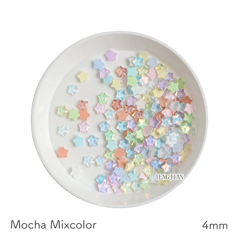 Mini Star 4MM Mocha Shape Flatback Glass Crystal 30/100Pcs Nail Art Rhinestone Stone 3D For DIY Manicure Diamond 8 Color