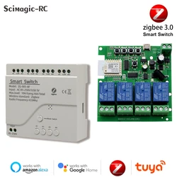 4 Channel Zigbee Smart Remote Control Switch 5V-250V Automatic RF433 4CH Relay Module Interrupter Dry Contact Gateway Required