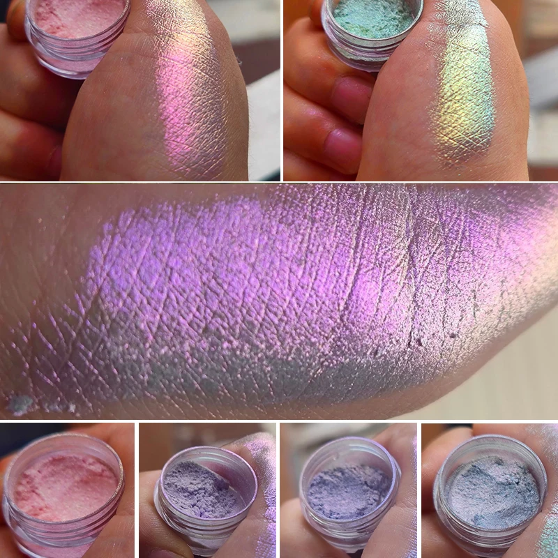 New Glitter Eyeshadow Powder Long Lasting Chrome Chameleon Holographic Eyeshadow Powder Sparkly Chameleon Manicure Powder Makeup