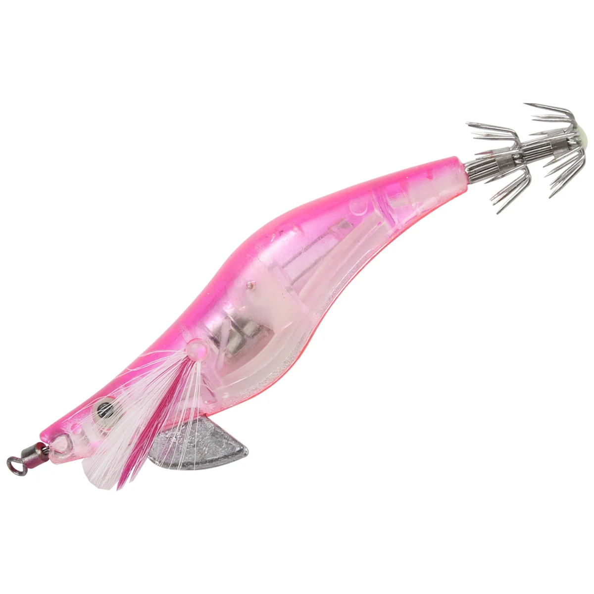 3Pc Rose Red Flashing LED Fishing Lure Flash Light 10cm Minnow Luminous Squid Jig Shrimp Bait Night Fishing Lure