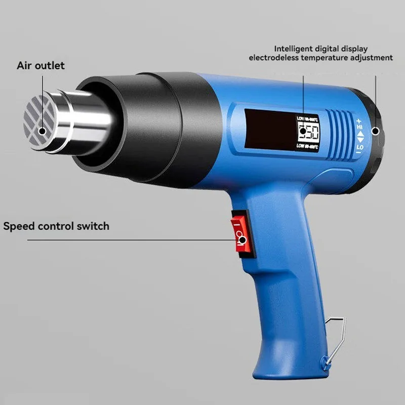 High Power 2000W Heat Gun 220V Handheld Hot Air Blower Adjustable Temp For Welding Plastic Bending Industrial Processing