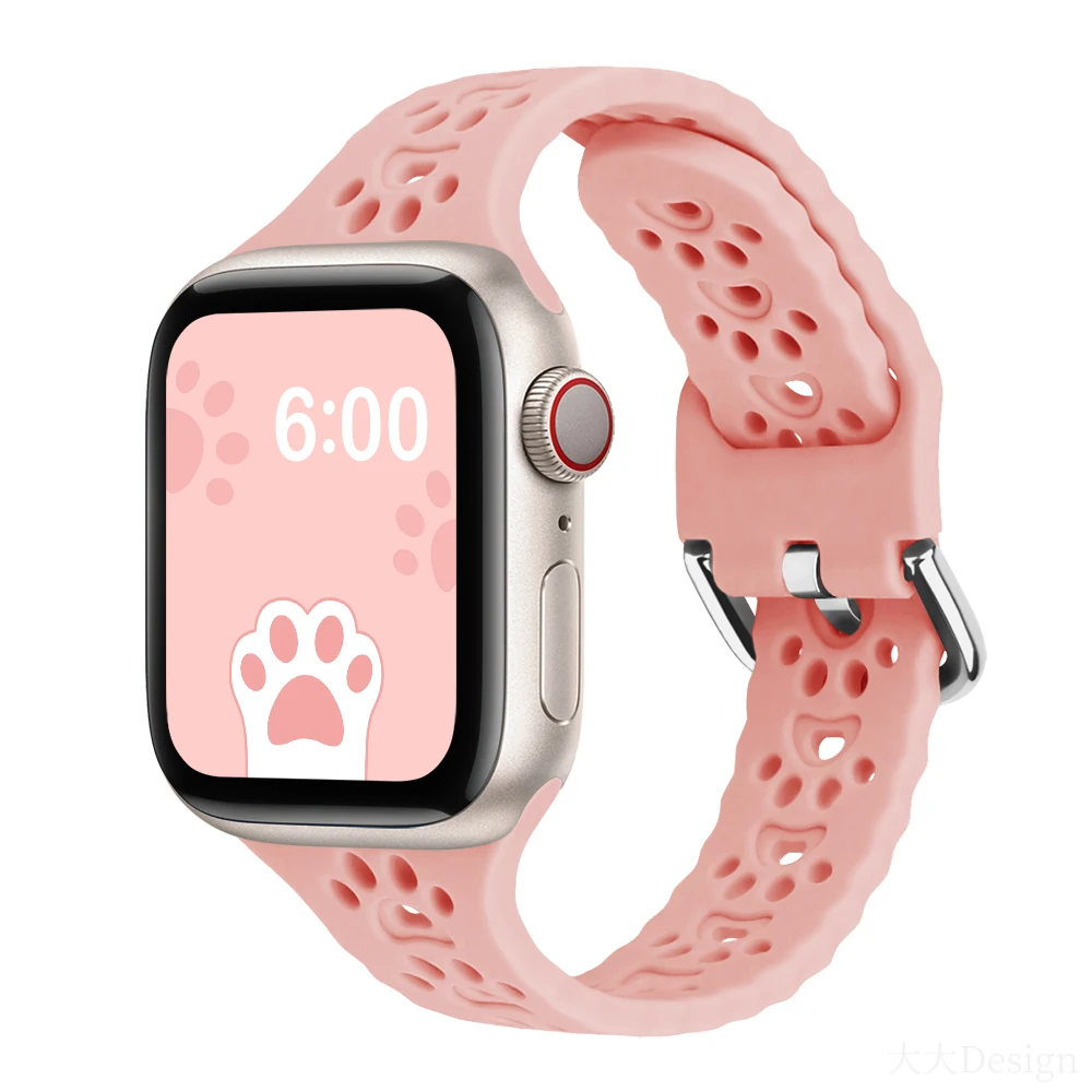 Sport Strap For Apple Watch Series 7 Band 45mm 41mm correa 38mm 42mm Silicone cat paw smart bracelet iwatch SE 6 5 4 3 44mm 40mm