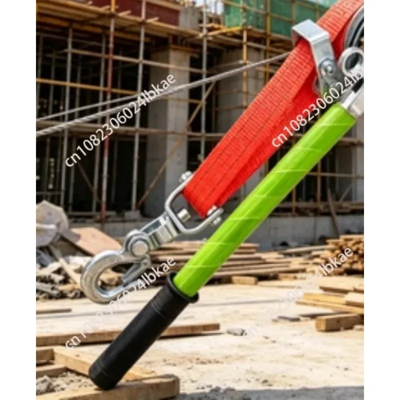 2 Tons 2m Ratchet Hand Puller, Webbing Strap Wire Cable Tightener, Manual Crank Tightening Tool Insulated  (Ribbon) 1 piece SSSS
