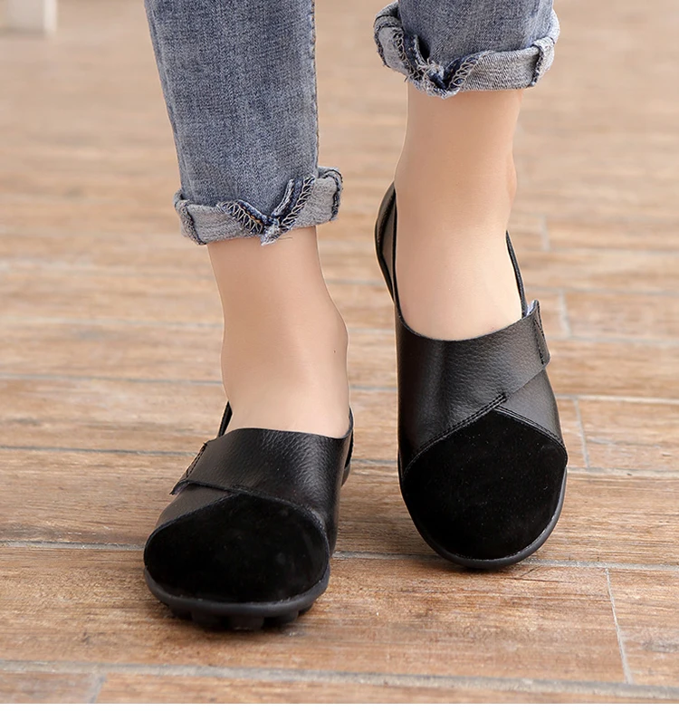 Frau Schuhe Weiche Leder Low Heels Schuhe frauen Elegante Wohnungen 2025, Casual Flache Schuhe Frauen Schuhe Neue Müßiggänger Zapatos mujer – Detail 4