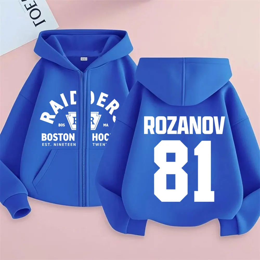 Beheizte Rivalry LIya Rozanov 81 Boston Raiders Zipper Hoodie Männer Frauen Casual Übergroße Zip Up Jacke Männliche Sweatshirt Streetwear – Detail 4