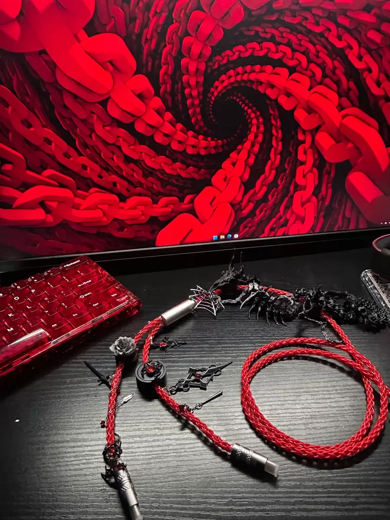 Custom 8k Rgb Aviator Cable Dark Series 2-in-1 Type-c 1.3m Magnetic Mechanical Keyboard Cable Desktop Decoration Accessorie