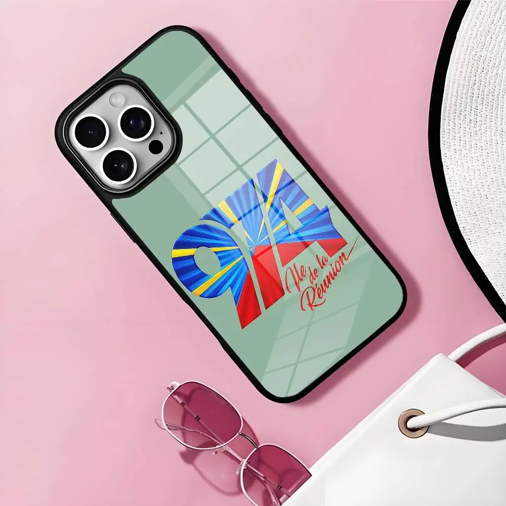 

Phone Case Magnetic Glass 974 Reunion Island Logo Phone Case For Iphone 16 15 14 12 11 13 Pro Max Mini Puls Cover