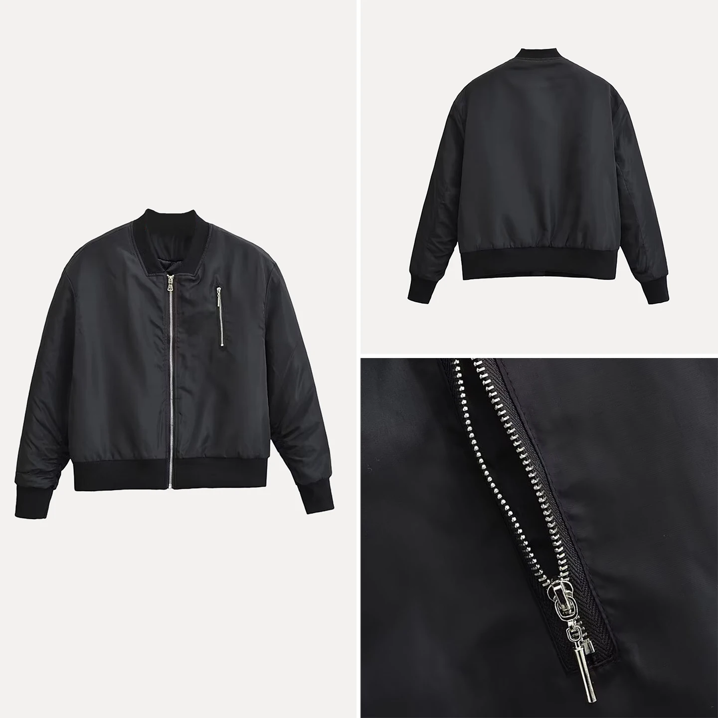 

Faionable Pure Color Stand Collar Jaet Women's Sle Versatile Outerwear Ele Design Autumn New Arrival Ladies Coat