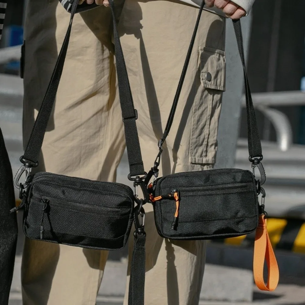 

Square Nylon Crossbody Bag Lightweight Adjustable Single Shoulder Bag Korean Style Solid Color Messenger Bag Picnic