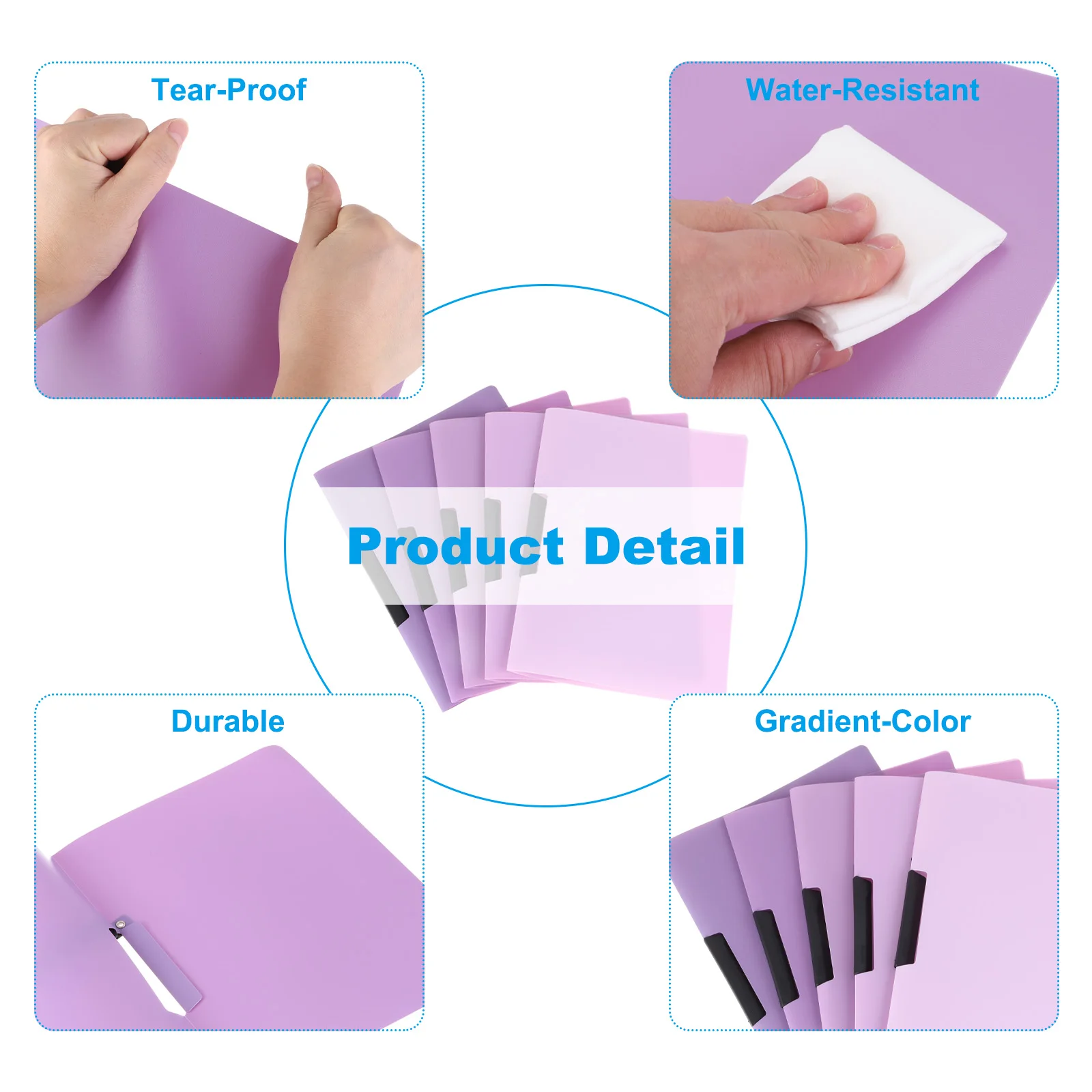 5/10Pcs Plastic Folder with Mid-Side Swing Clip Report Folder Front Presentation Folders for A4 Paper Business Documents Resume