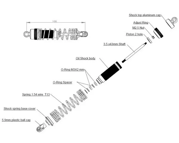 Hot Racing 120mm big bore threaded body aluminum shocks for 1/10 off-road vehicles using 120mm shocks