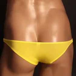 Tanga translúcido sin costuras para hombre, ropa interior Sexy, Bikini elástico, bragas con bolsa trasera en T, traje de baño