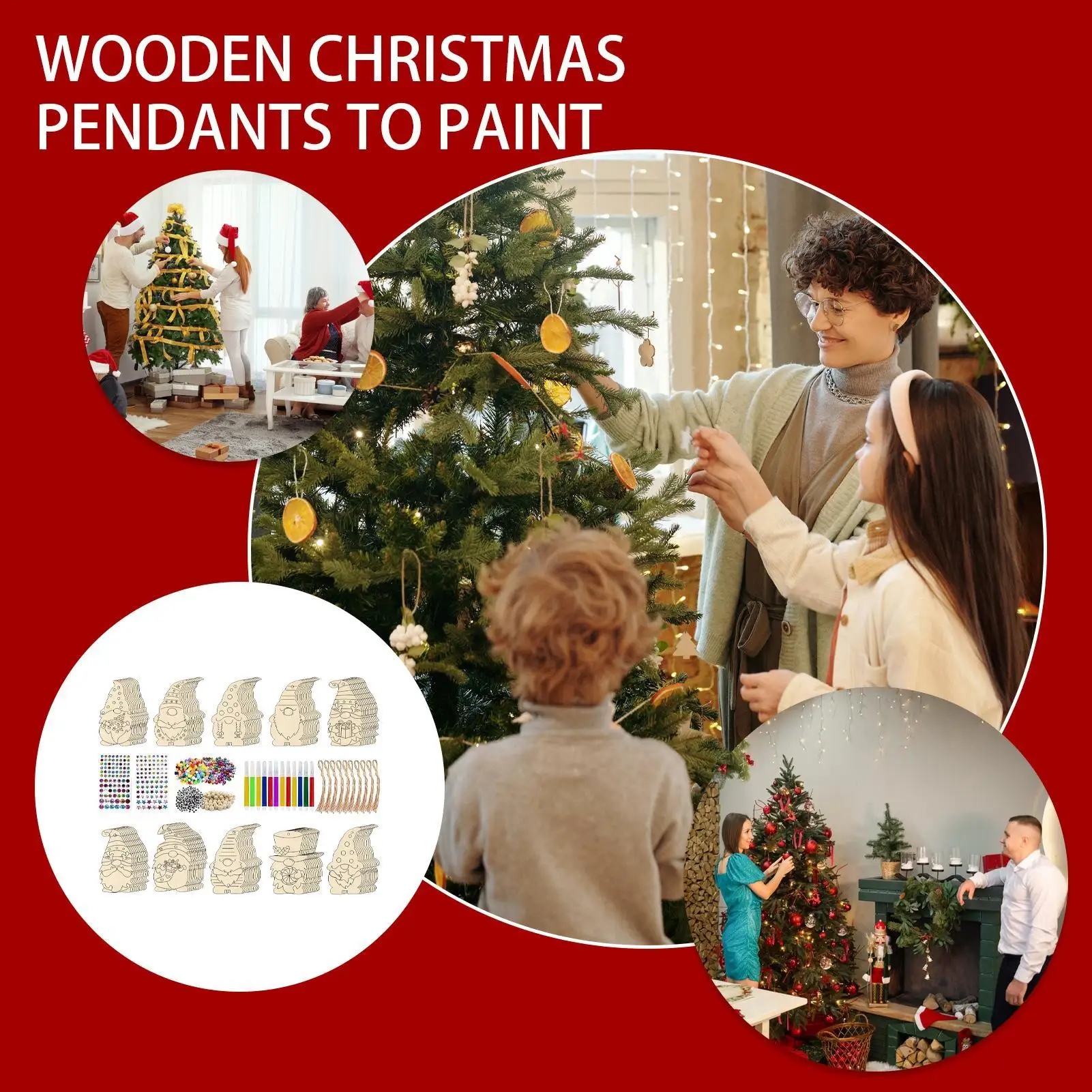 

Незаконченные рождественские украшения Рождественские подвески для набора красок Деревянный подвесной орнамент для покраски для изготовления зимних украшений