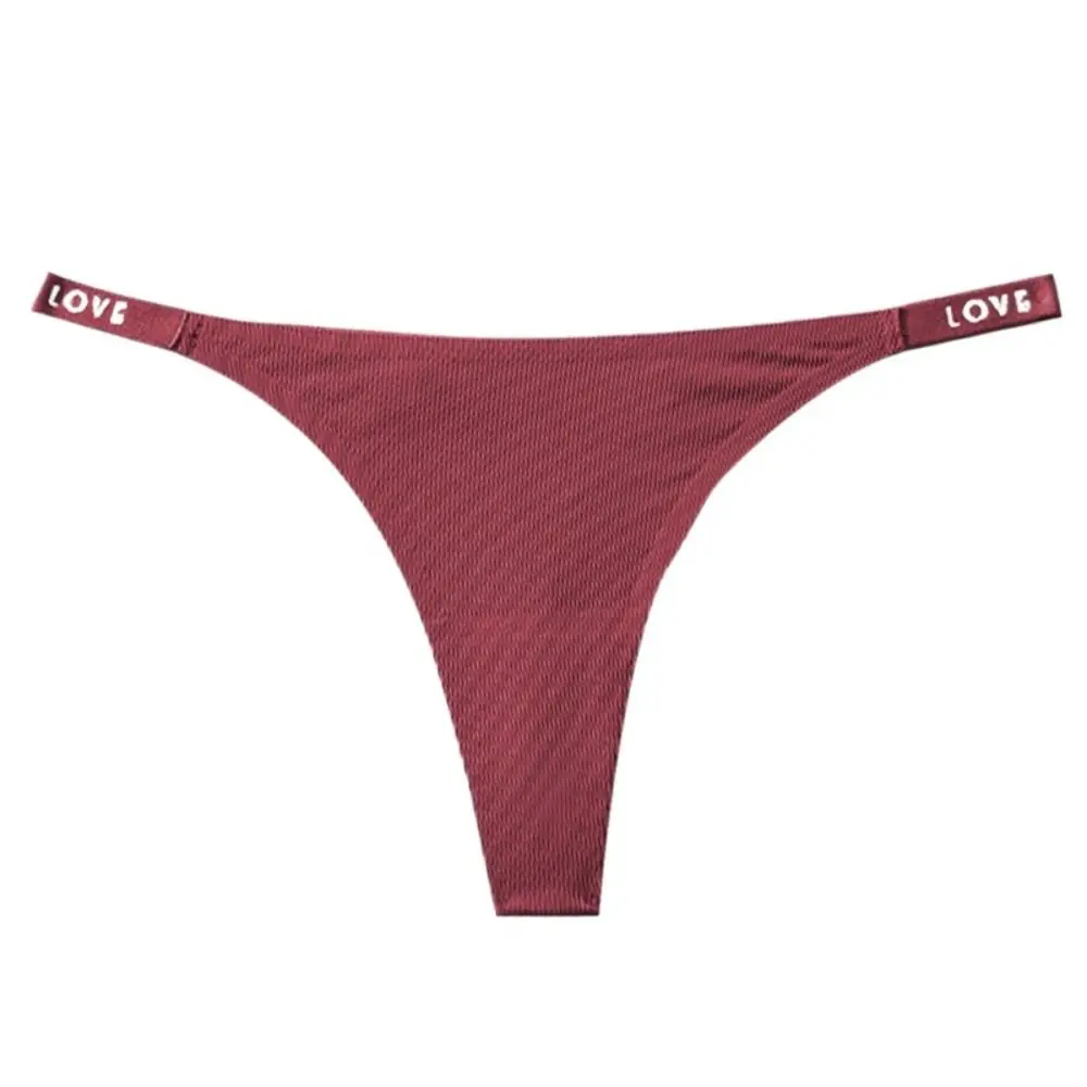 

Sweet Solid Color Ice Silk Panties Letter Low Waist Women Panties Cotton Crotch Underwear Seamless Briefs Lady