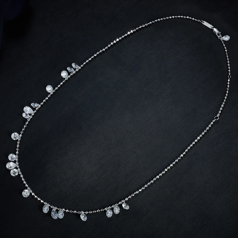 Luxury 925 Sterling Silver 7A Zircons Chokers Necklace For Women Court Style Sparkling Beads Chain Necklaces 2023 New Gift