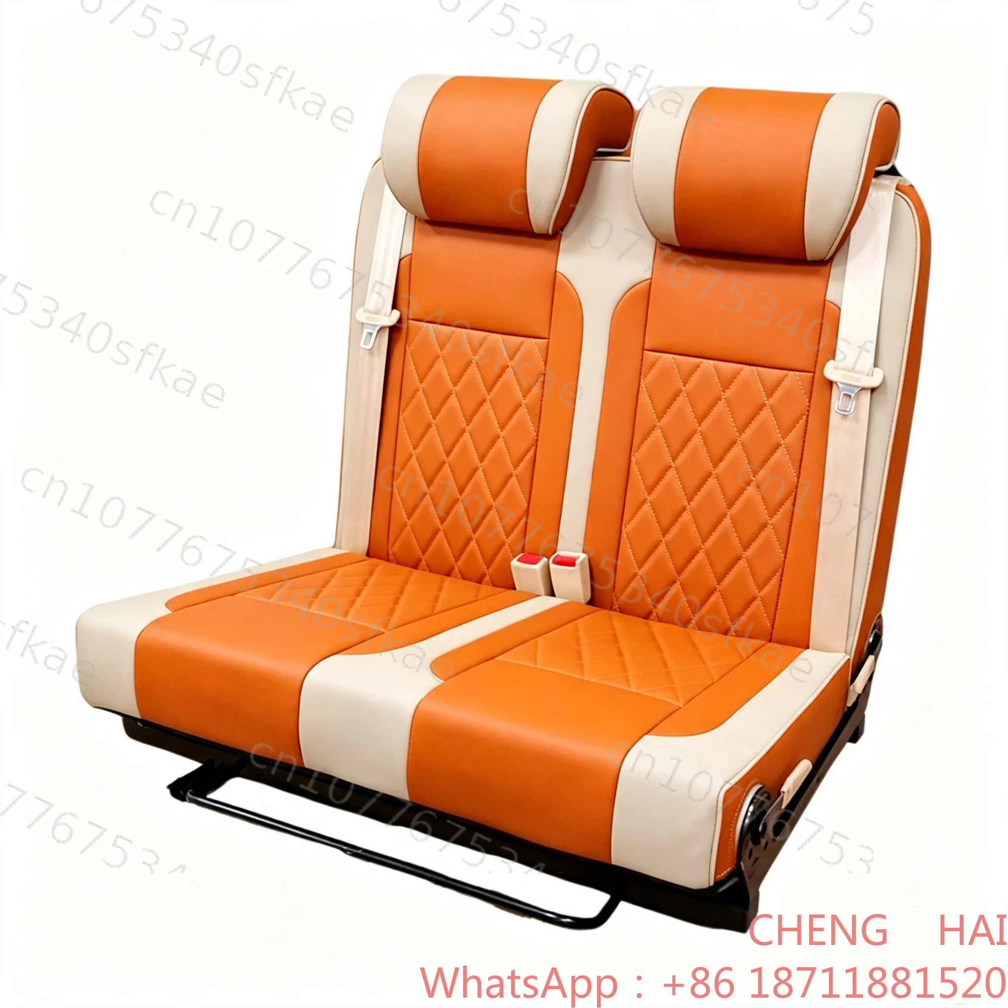 Customized Passenger Reclining Leather Seat Bed with Seat Belts Folding Comfortable Car Seat Chair for RV/Motorhome/ Camper Van/