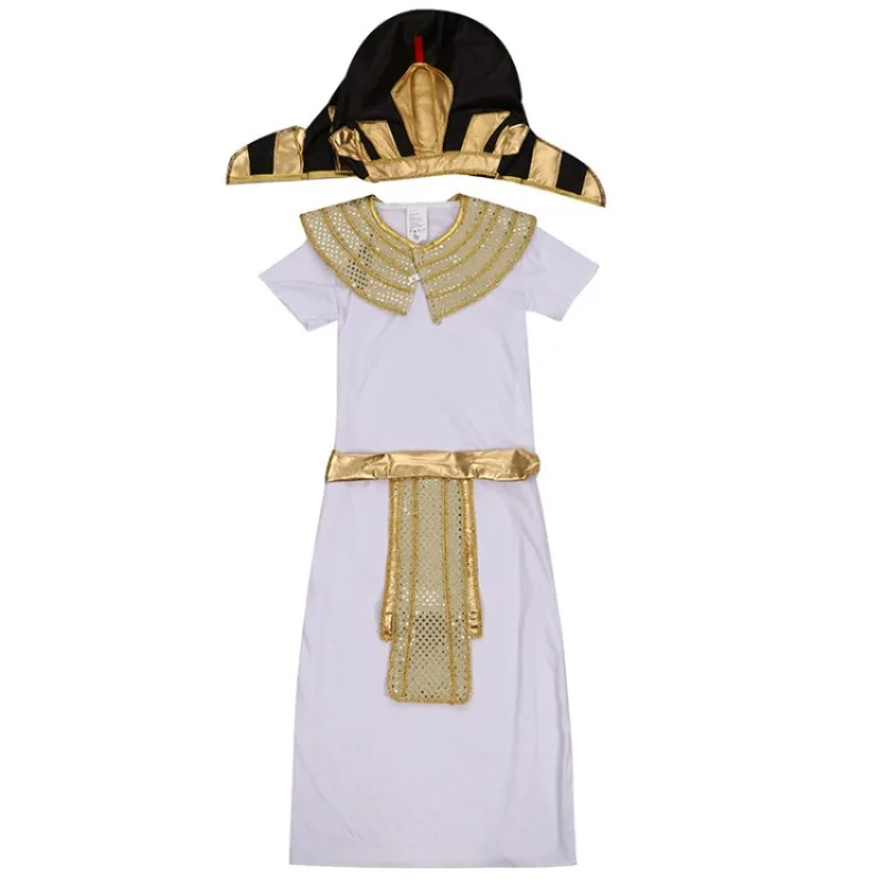 Kids Egyptian Pharaoh King Costume Ethnic Theme Role Play Dress Up Formal Gown view 4