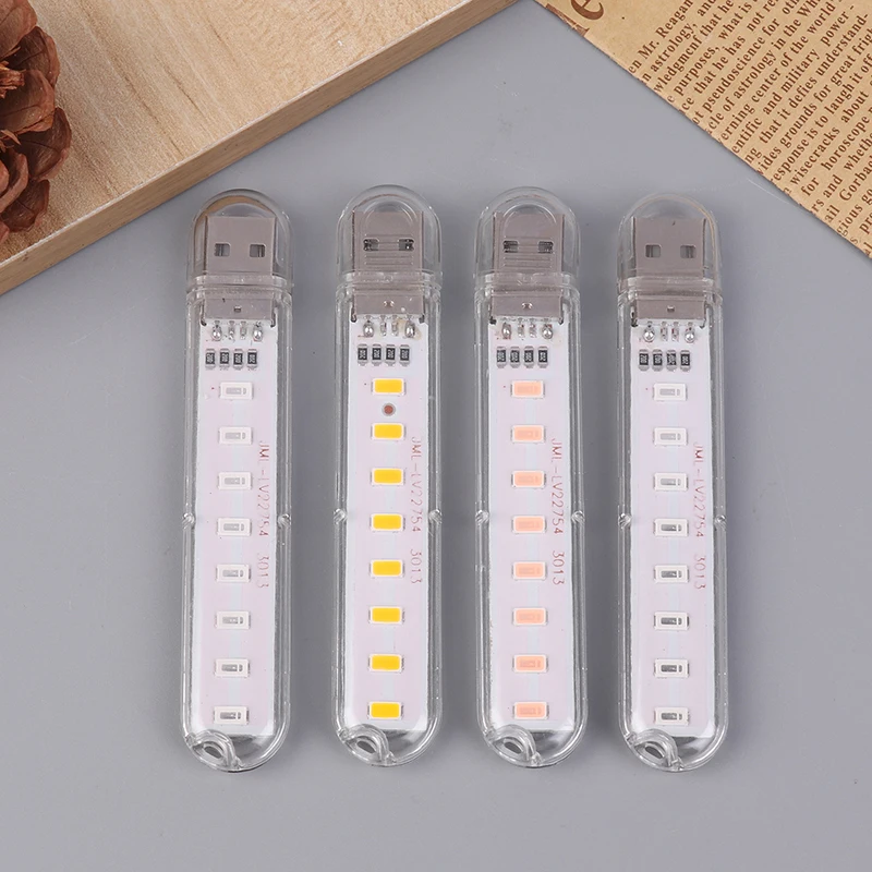 Mini USB LED Book Light DC5V Ultra Bright Reading Book Lamp 8Leds Light Portable Bedside Light For Power Bank PC Laptop Notebook