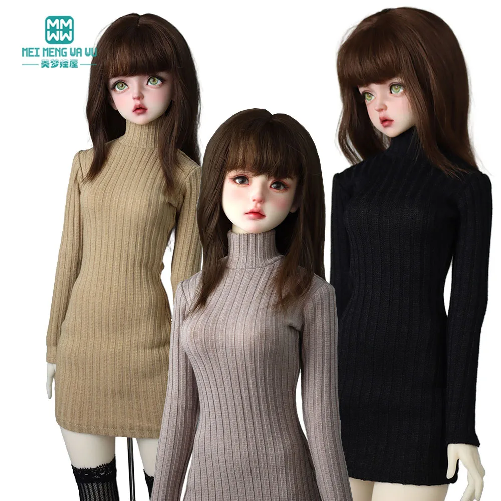 Fits 58-60cm 1/3 BJD Clothes DD SD Doll accessories Fashionable multi-colored turtleneck sweater dress Girl's gift