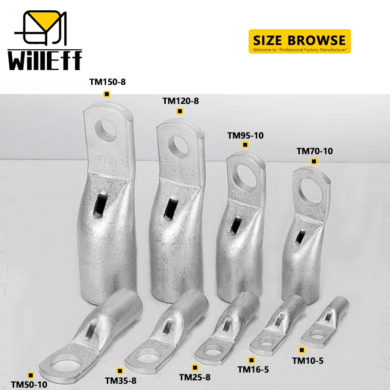 Small head terminal/lug Narrow edge terminal Narrow head terminal Pure copper tin plating Crimp Terminal aperture M5 M6 M8 M10