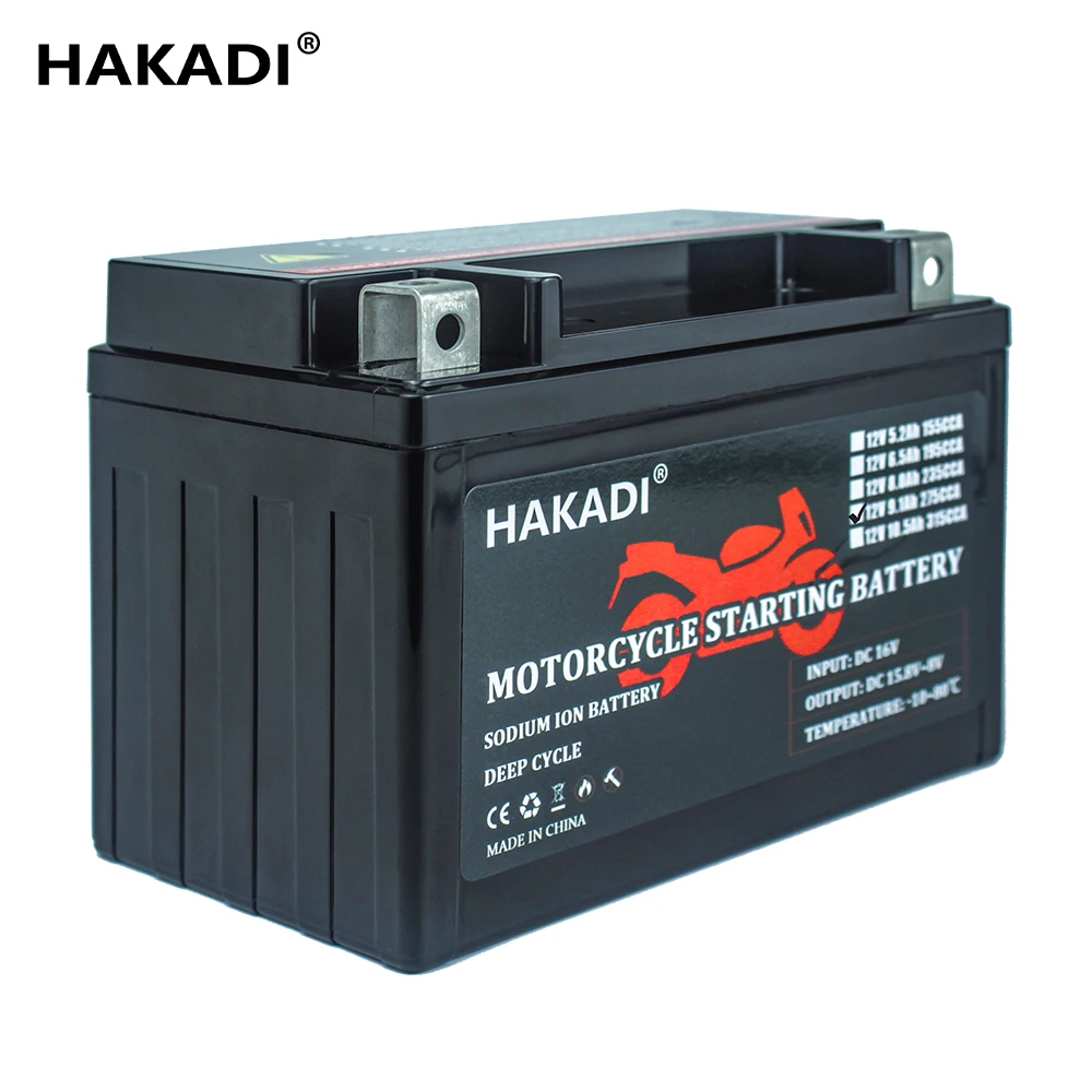 HAKADI 12V 9.1Ah Sodium-ion Rechargeable Battery Pack For Jump Starter Power Supply 275CCA Motor 3000+ Cycle Life