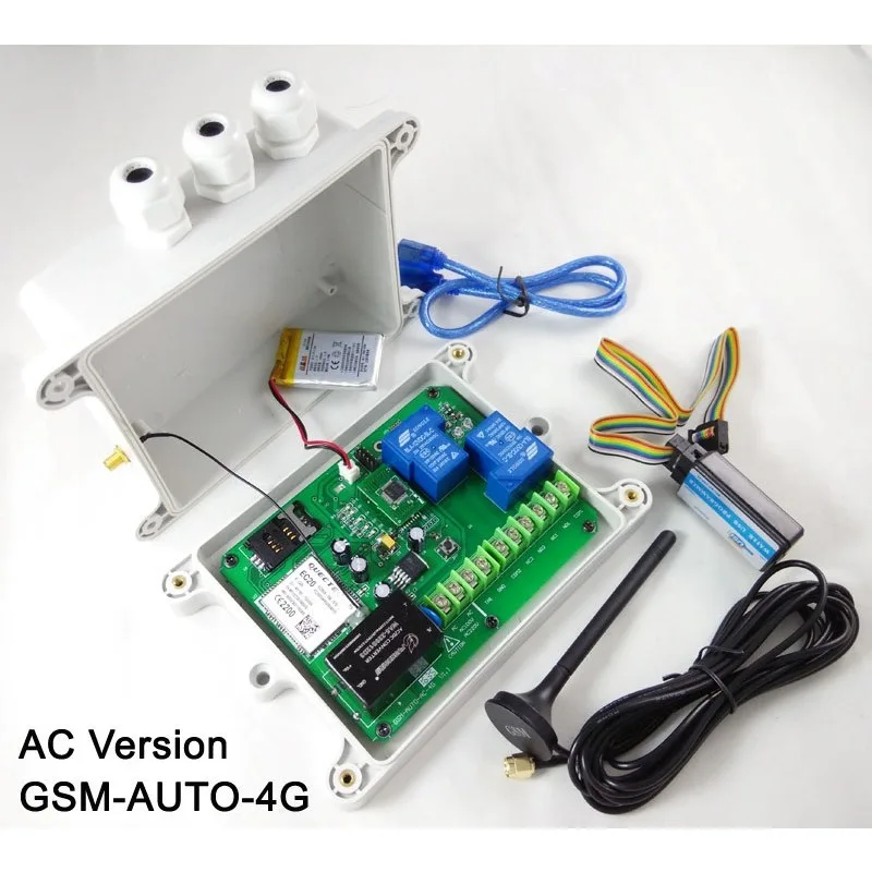 

GSM-AUTO-AC 4G 3G GSM Network Dual Relay Remote Switch Controller for Home Garage Gate