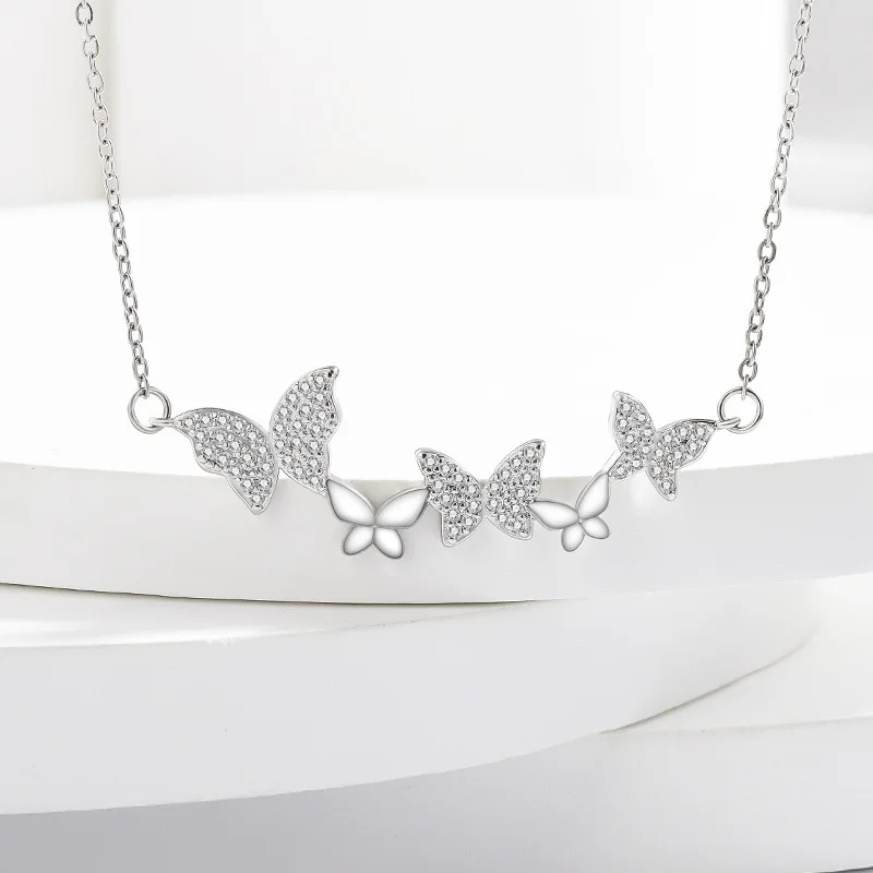 

Light Luxury 925 Sterling Silver Butterfly Pendant Necklace Fresh Elegant Fashion Collarbone Chain