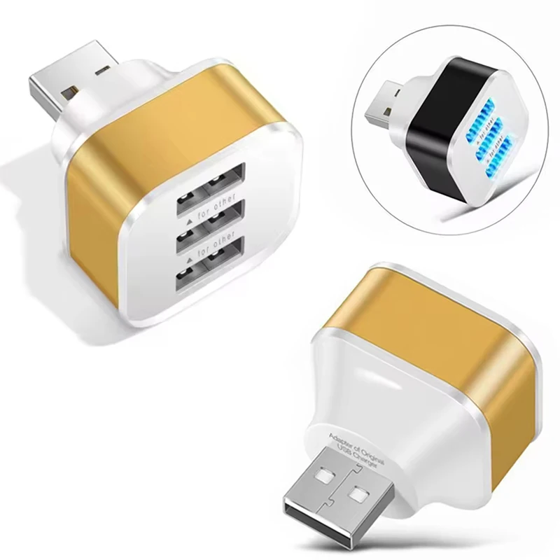 USB Slots Adaptor 3 Port USB Interface Extender 3 In 1 Multiple USB Interface Extender For Phone Tablet Laptop Car Electronics