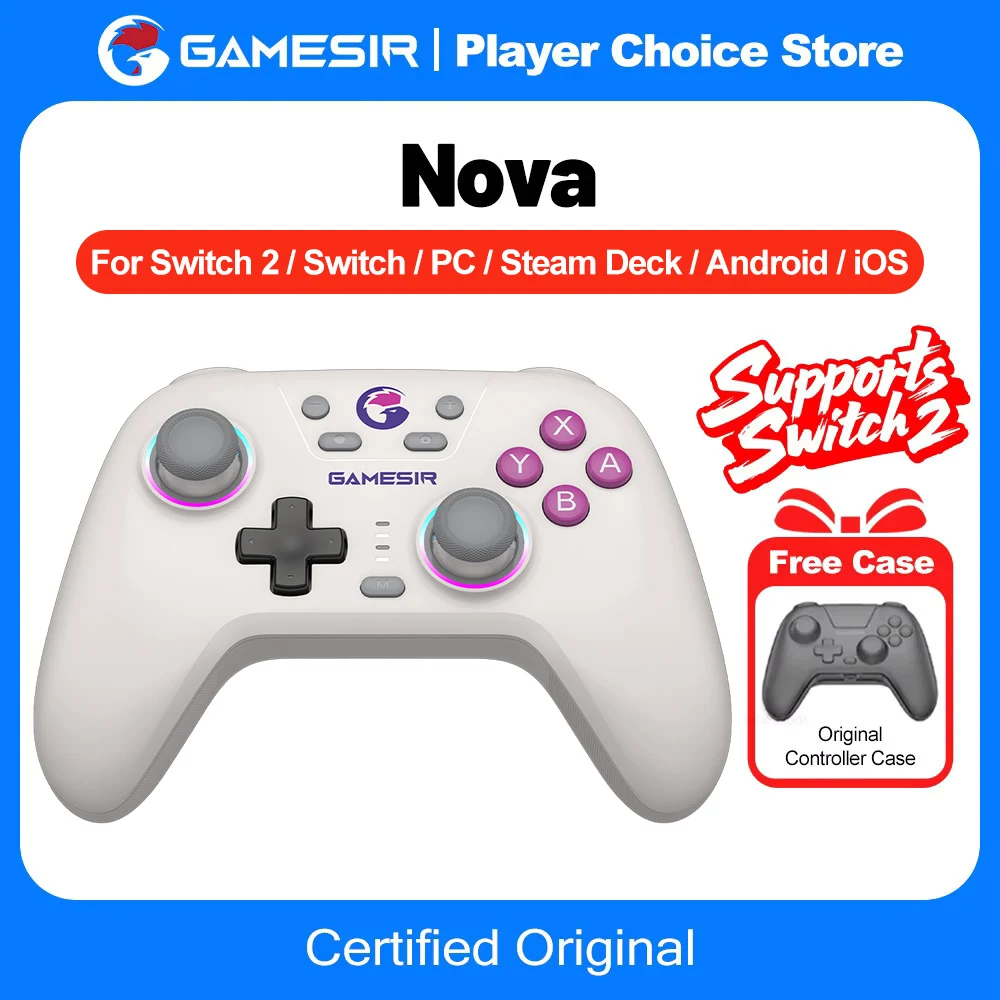 GameSir Nova Gamepad for Nintendo Switch 2/1 PC Steam iOS Android Game Controle Hall Effect Joysticks Tri-Mode Connectivity
