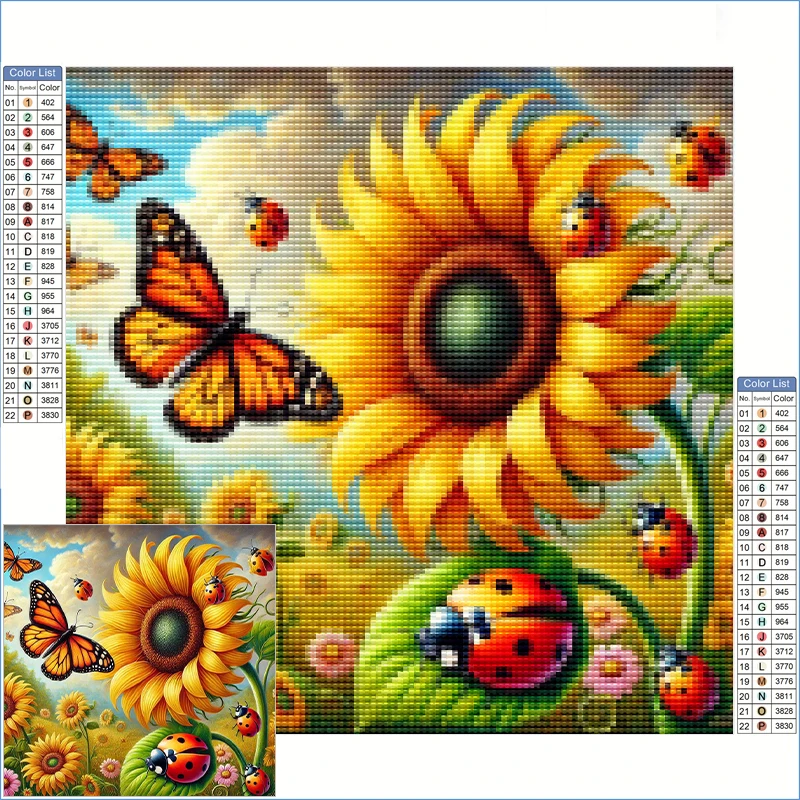 

Diamond Art Painting Kits Full Clearance Sunflower Butterflies And Ladybugs Crystal Art Diamond Painting Home Decor Items
