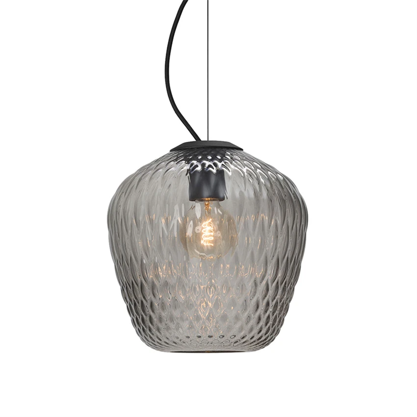 Danish design glass tank pendant lights Nordic bedroom bedside lamps diamond dining room clear glass pendant lamps lighting