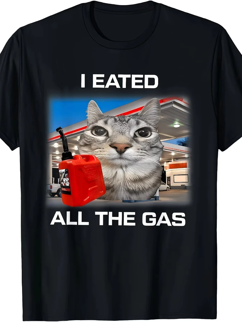 I Ate All The Gas Cylinders and Stared At The Cat Emoji Gen Z Humorous T-shirt with A Super Funny Expression Vintage T Shirt