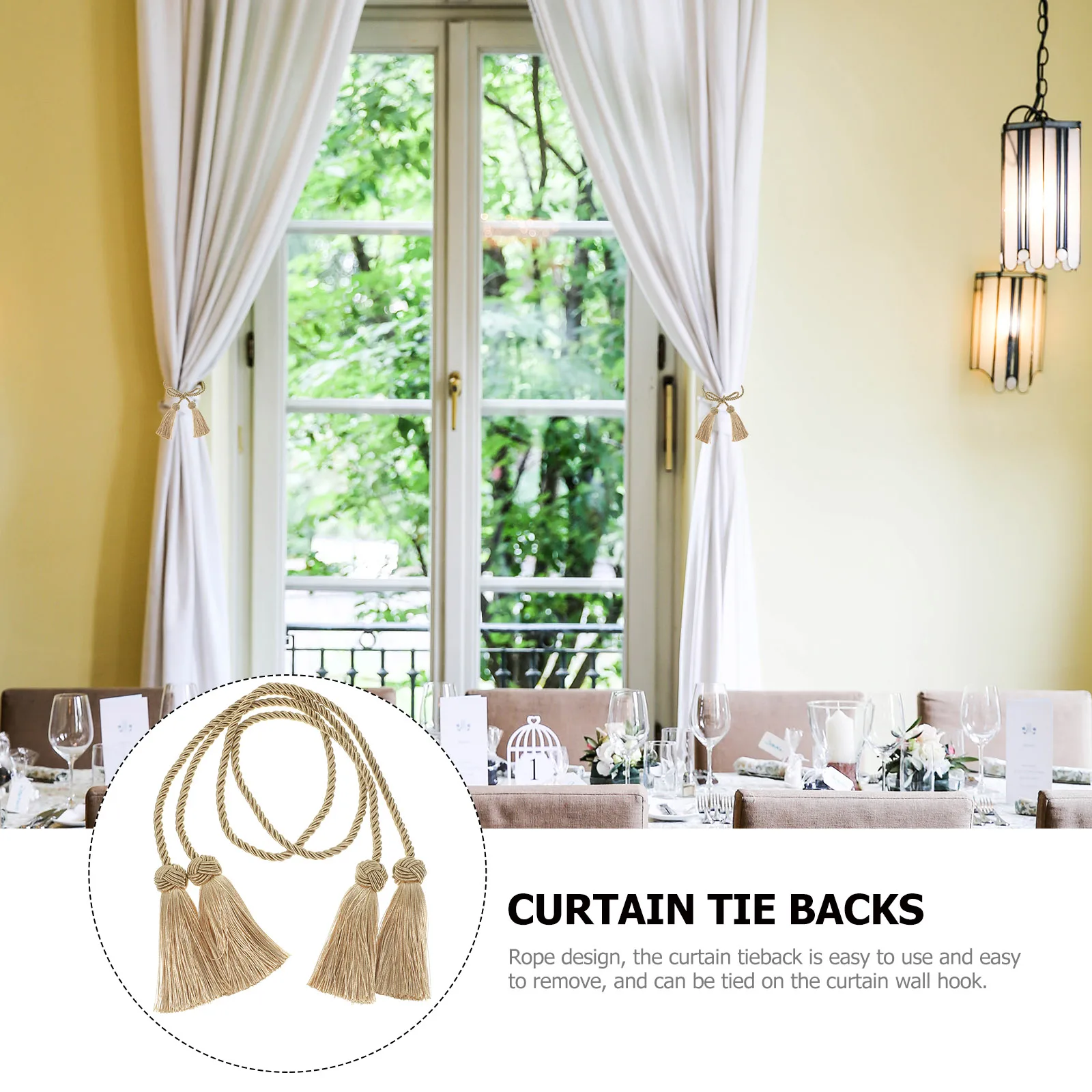 

1 Rope Curtain Tieback Decorative Home Curtain Strap For Living Room Bedroom Kitchen Bathroom Office Holdbacks
