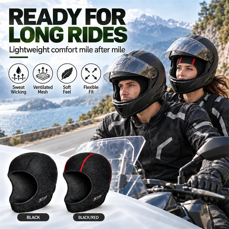 Motorcycle Cycling Mask Elasticity Summer Breathable Moisture Wicking Quick Drying Helmet Liner Headwear Cover Cap Riding Gears