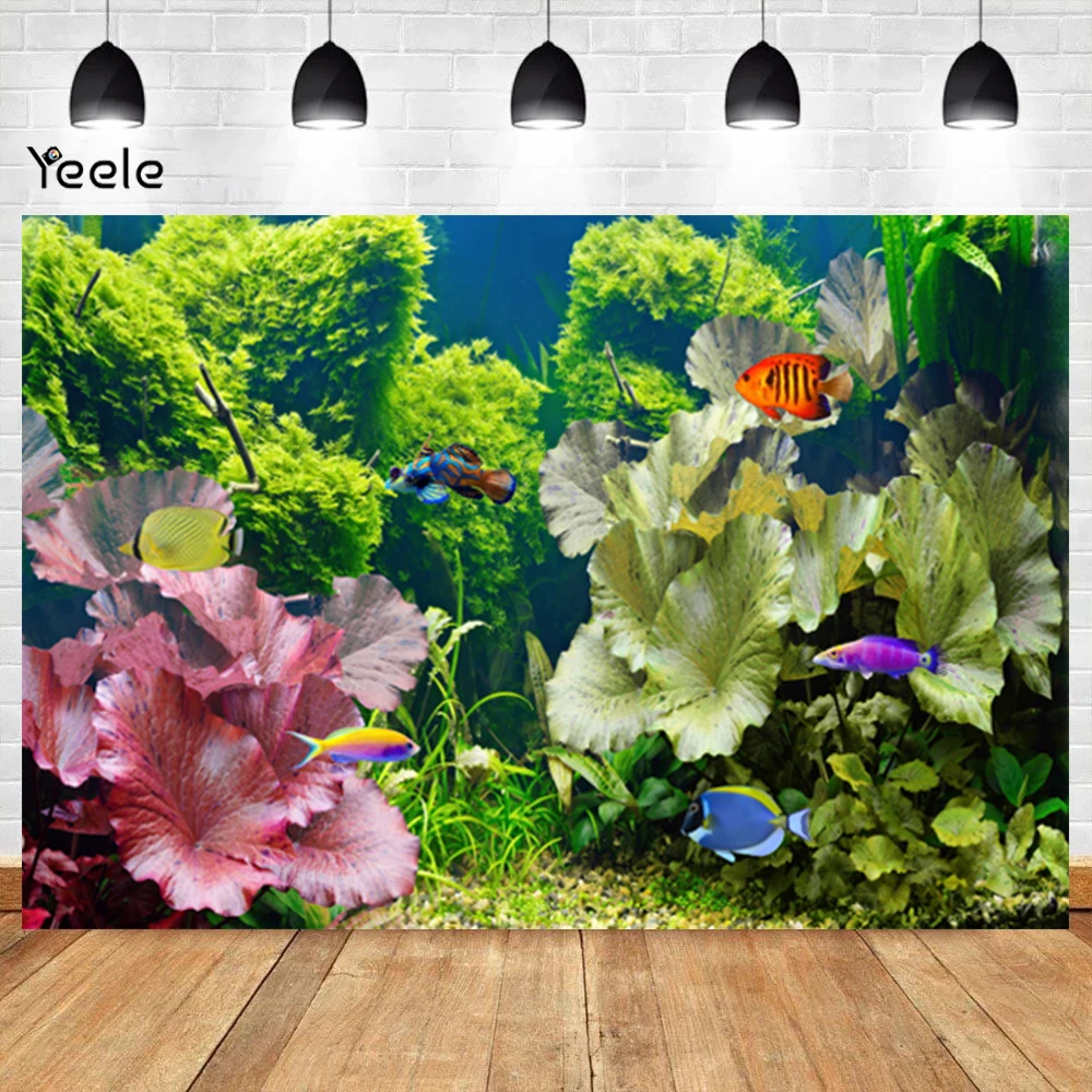 Underwater World Aquarium Coral Reef Background Tropical Fish Kids Birthday Party Ocean Theme Baby Shower Backgdrop Studio Prop