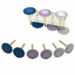 6pcs/set Dental Composite Resin Wheel Dental Rubber Polisher Composite Resin Polishing Disc RA Disc 14mm wheel Spiral Flex Brush