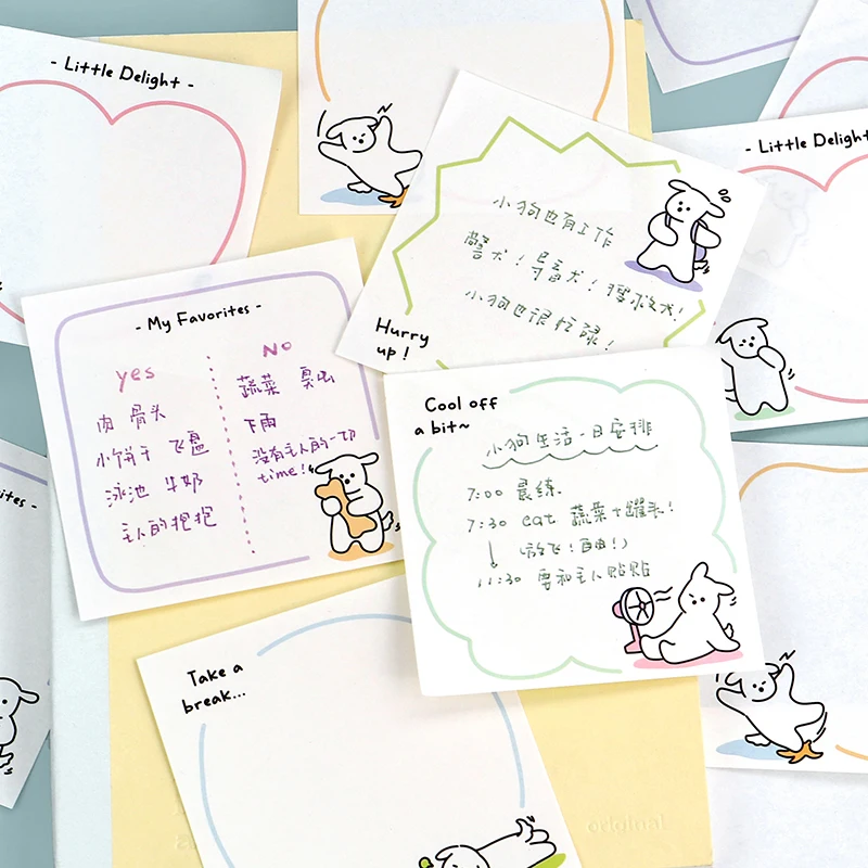 100Pcs Cute Puppy Memo Pad DIY Scrapbook Diary Decoration Notes Paper Korean Message Notepad Kawaii Stationery