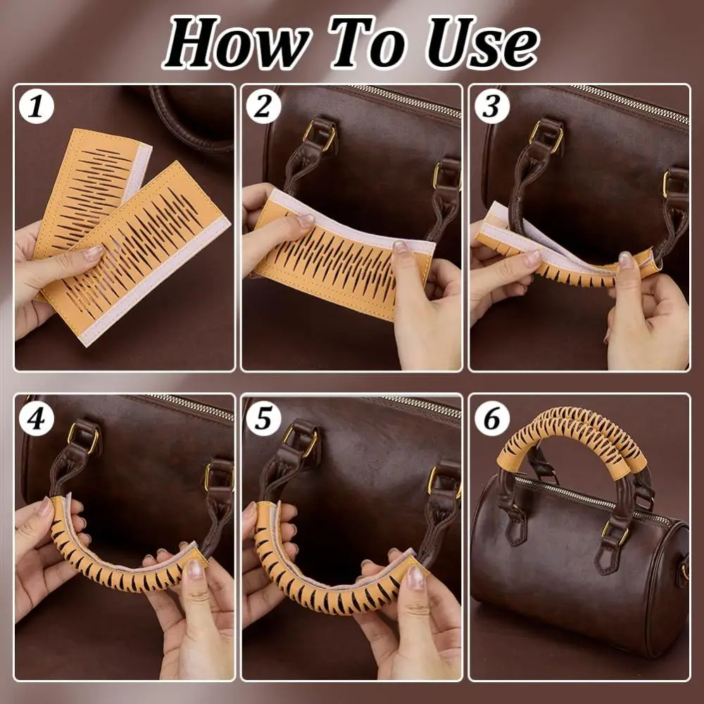 2Pcs/Set Soft Handbag Handle Leather Wrap Cover Stain Resistant Leather Purse Strap Cover Abrasion Resistan