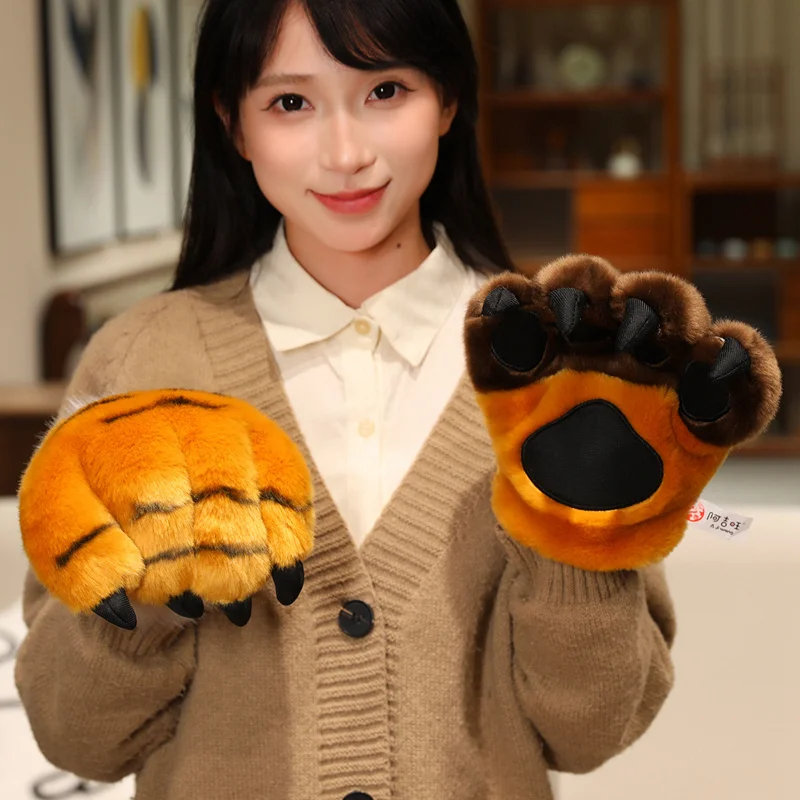 25 cm Tier Krallen Handschuhe Weiche Angefüllte Plüsch Spielzeug Hund Bär Tiger Pfoten Plüsch Handschuhe Cosplay Kostüm Fotografie Requisiten Charme geschenke