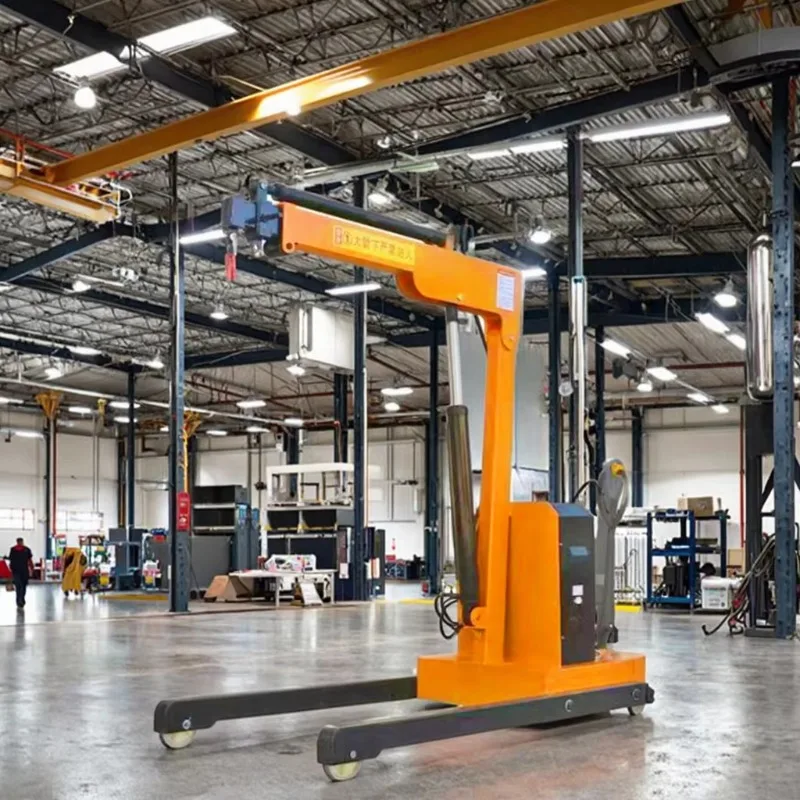 Mobile Workshop Crane Hand Push Electric Hoist Telescopic Arm Portable Mini Lifting Crane for Garage Engine Lift
