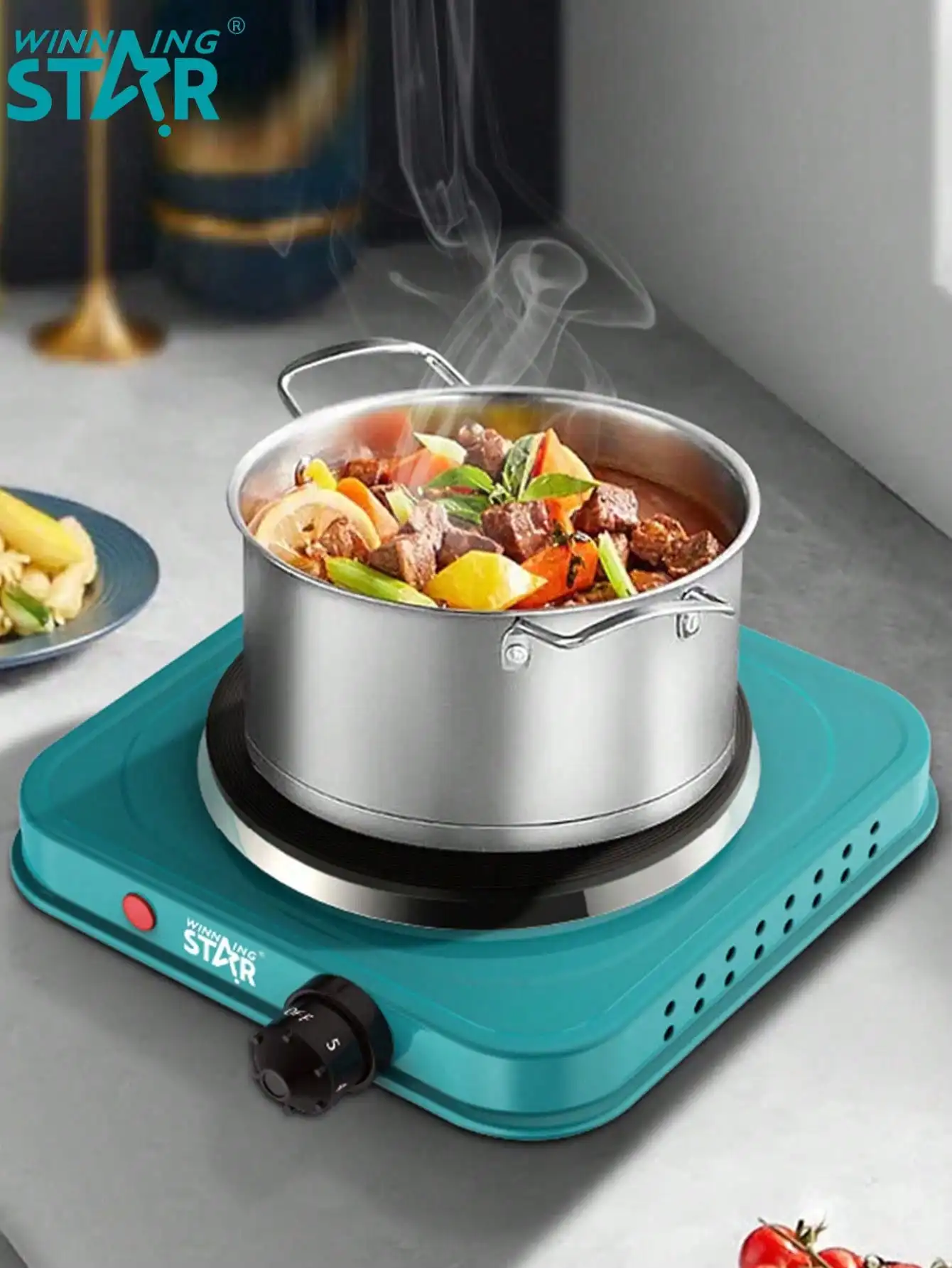 Winning Star 1 件 Electric Hot Plate 1000W 5-Level Temperature Adjustment Single Household Electric Stove Coffee Stove Electric