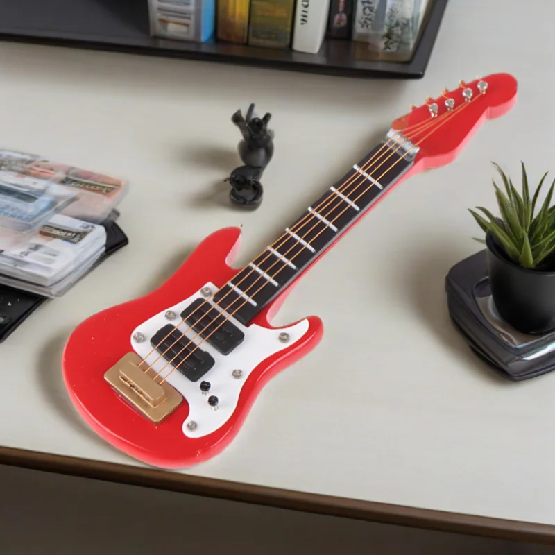 1:12 8.7*3CM Electric Guitar Model Decor Miniature Music For Kids Musical Toy House