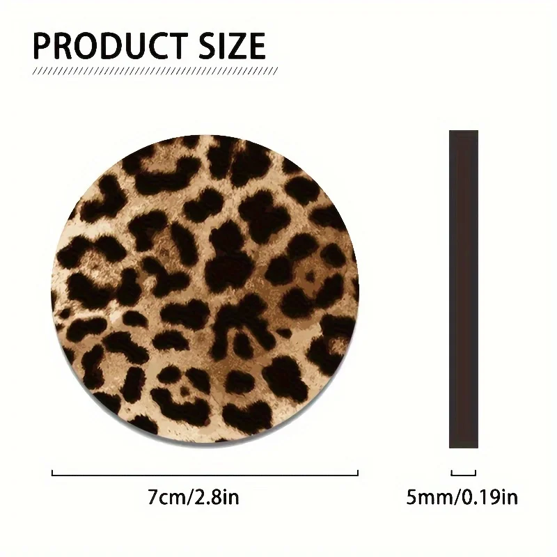 2PCS Soft rubber leopard print patterned coaster with optional coaster design for soft cars