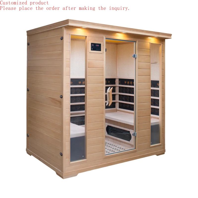 

Customization.Good Quality Indoor Wooden Sauna Cabin Dry Steam Sauna Room for 6 Person