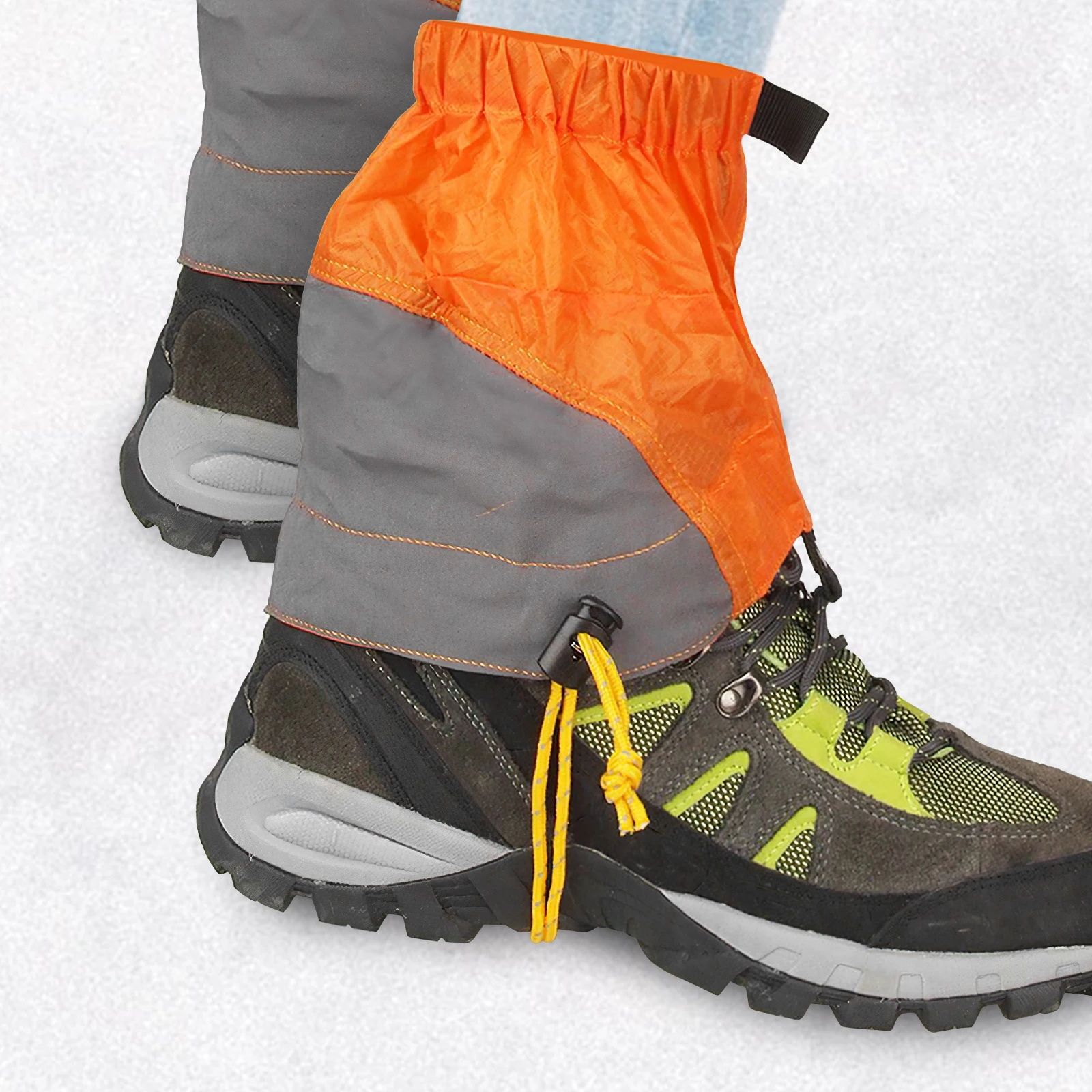 

Outdoor Waterproof Ankle Gaiters Hiking Adjustable Elastic Cord Snap Hook Webbing Design Leg Sealing With Pants (Orange)