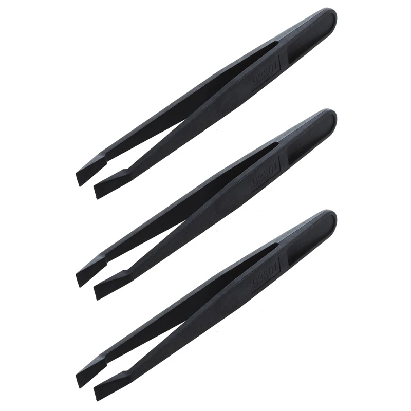プロモーション! 黒のプラスチックピンセット,フラットチップ,帯電防止,手動工具,3x